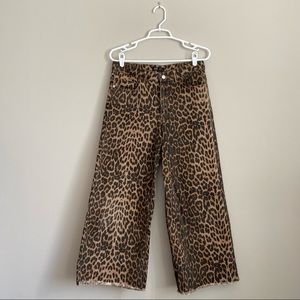 Zara Trafaluc Leopard Wide Leg Jeans
